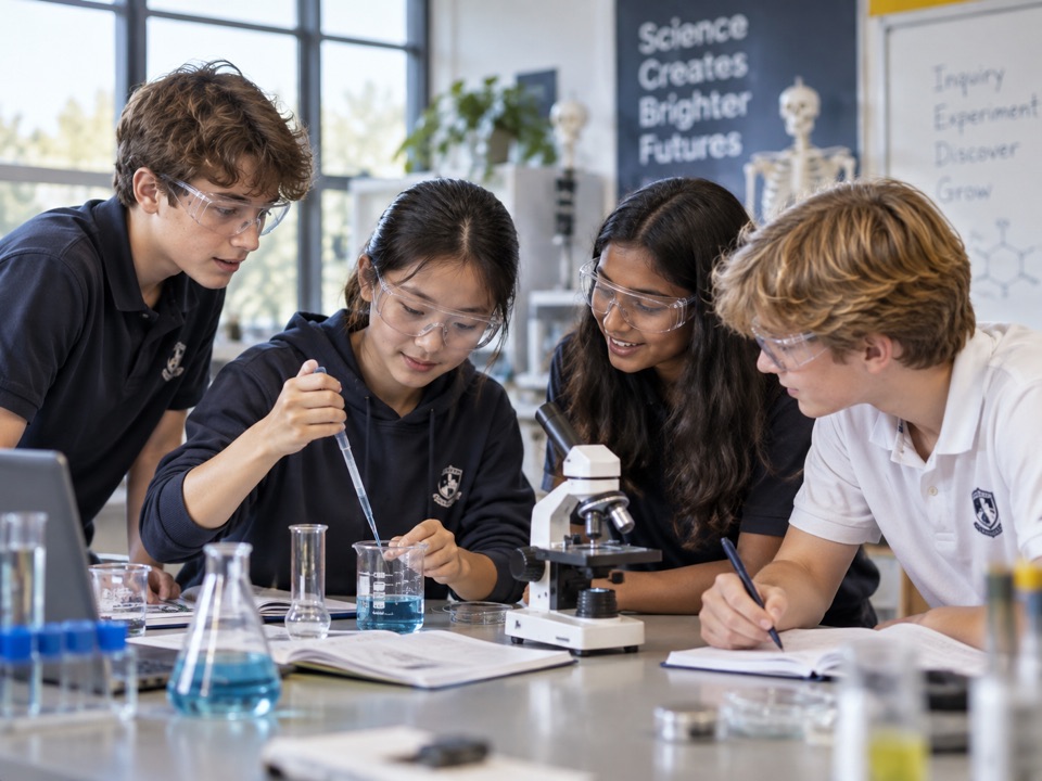 Students conducting an experiment